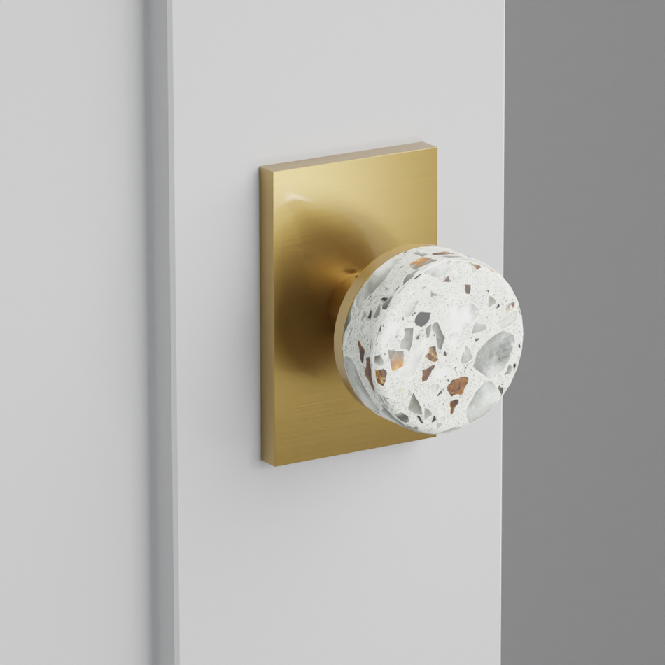 Emtek Conical Terrazzo Knob with Modern Rectangular Rosette