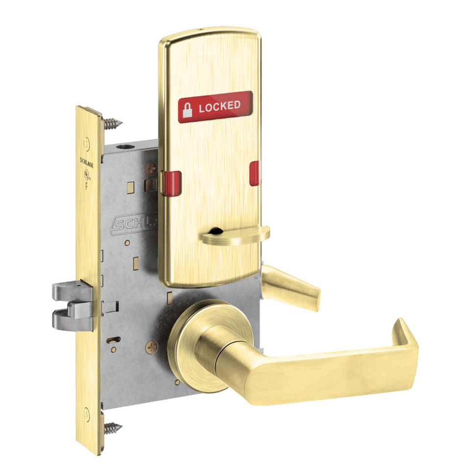 Schlage L9444 - Grade 1 Privacy With Deadbolt and Coin Turner Mortise Lock, Non-Keyed, Interior Indicator Displays "Locked/Unlocked"