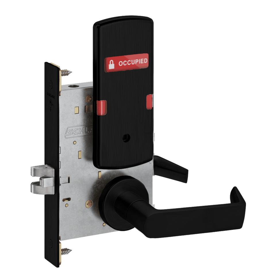 Schlage L9444 - Grade 1 Privacy With Deadbolt and Coin Turner Mortise Lock, Non-Keyed, Exterior Indicator "VACANT/OCCUPIED"