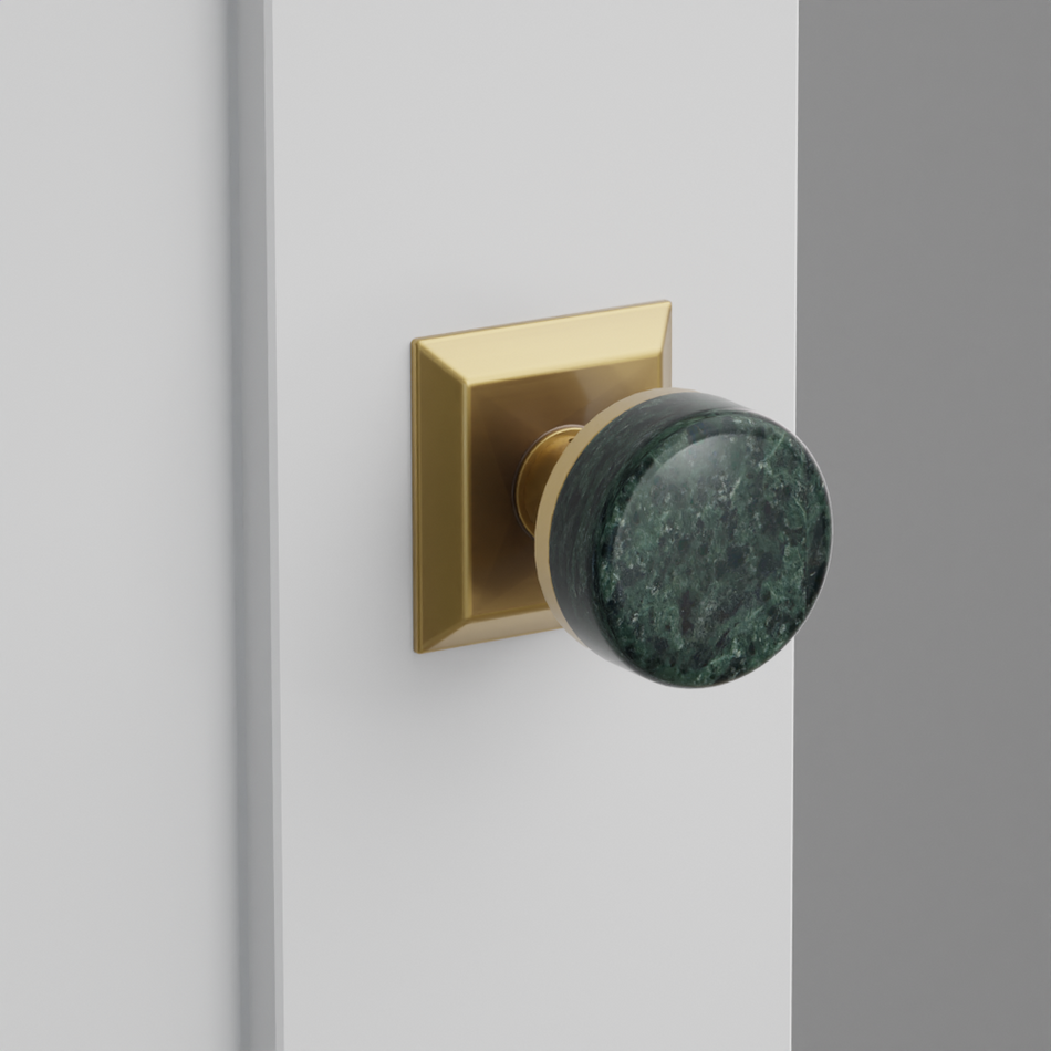 Emtek Conical Green Marble Knob with Quincy Rosette