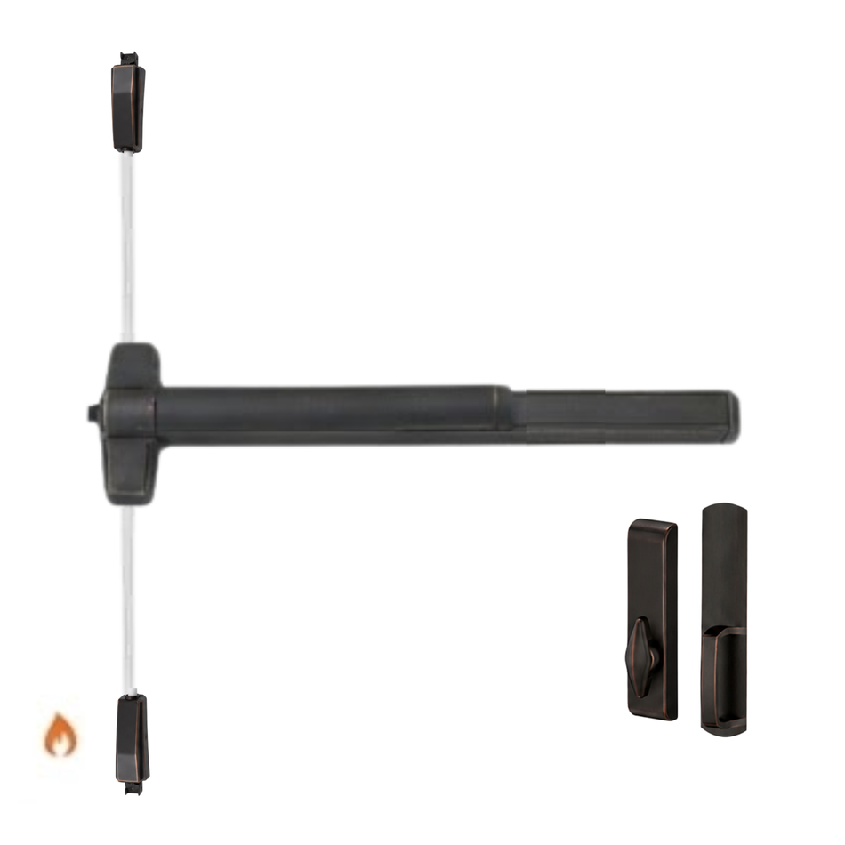 Von Duprin 9857TL-BE-F/9957TL-BE-F - Turn Lever, Blank Escutcheon Surface Three Point Latch Device - Fire Rated