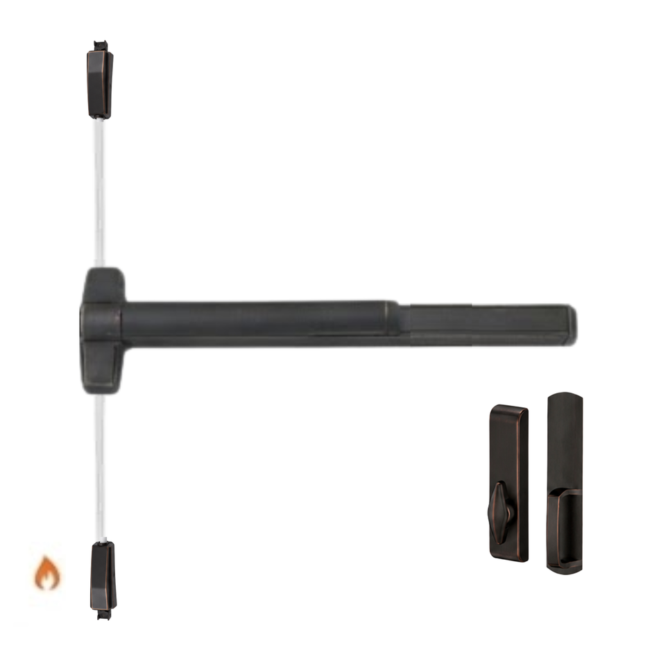 Von Duprin 9827TL-BE-F/9927TL-BE-F - Turn Lever, Blank Escutcheon Surface Vertical Rod Device - Fire Rated