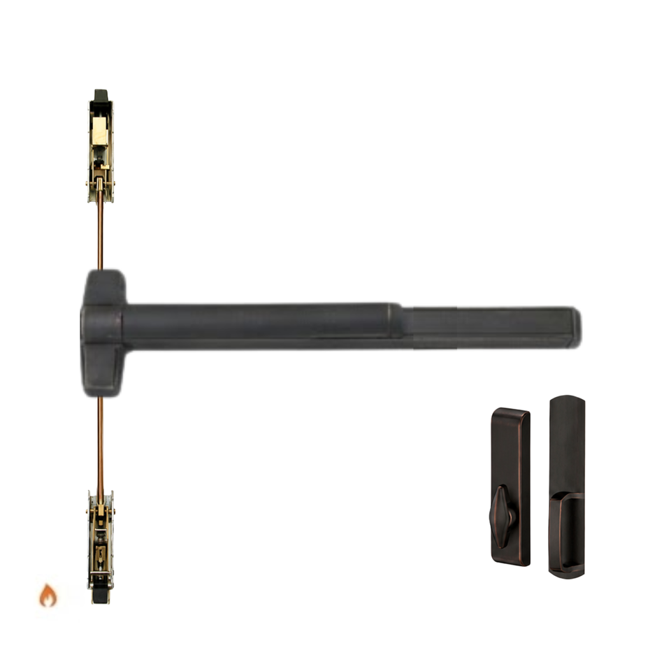 Von Duprin 9847WDC-TL-BE-F/9947WDC-TL-BE-F - Turn Lever, Blank Escutcheon Wood Door Concealed Vertical Rod Device - Fire Rated
