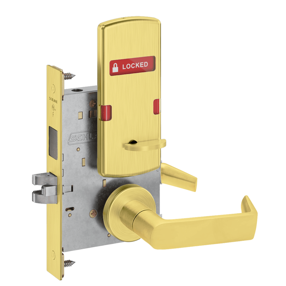 Schlage L9440 - Grade 1 Privacy with Deadbolt Mortise Lock, Non-Keyed, Interior Indicator Displays "Locked/Unlocked"