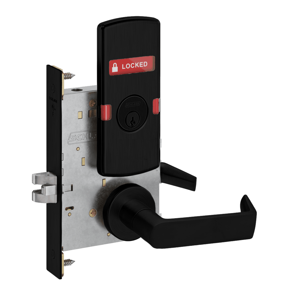 Schlage LV9050 - Vandlgard Entrance/Office Mortise Lock - Grade 1 Non-Deadbolt Function Single Cylinder Keyed Lever Lock, Interior Indicator Displays "Locked/Unlocked"