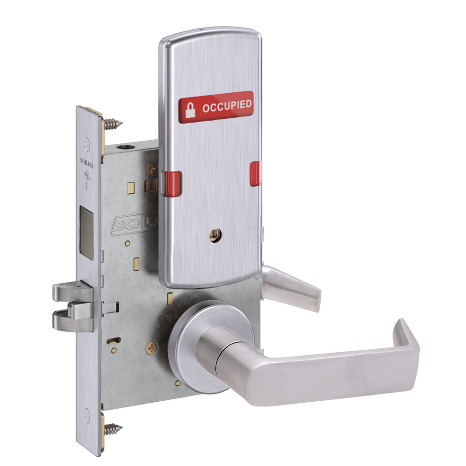 Schlage L9440 - Grade 1 Privacy with Deadbolt Mortise Lock, Non-Keyed, Exterior Indicator "VACANT/OCCUPIED"