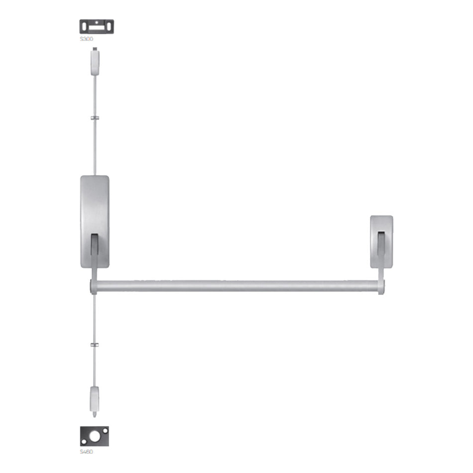 Precision (PHI) 215 Series Non-Handed, Surface Vertical Rod Exit Device - 36"/48" Thumb piece always active