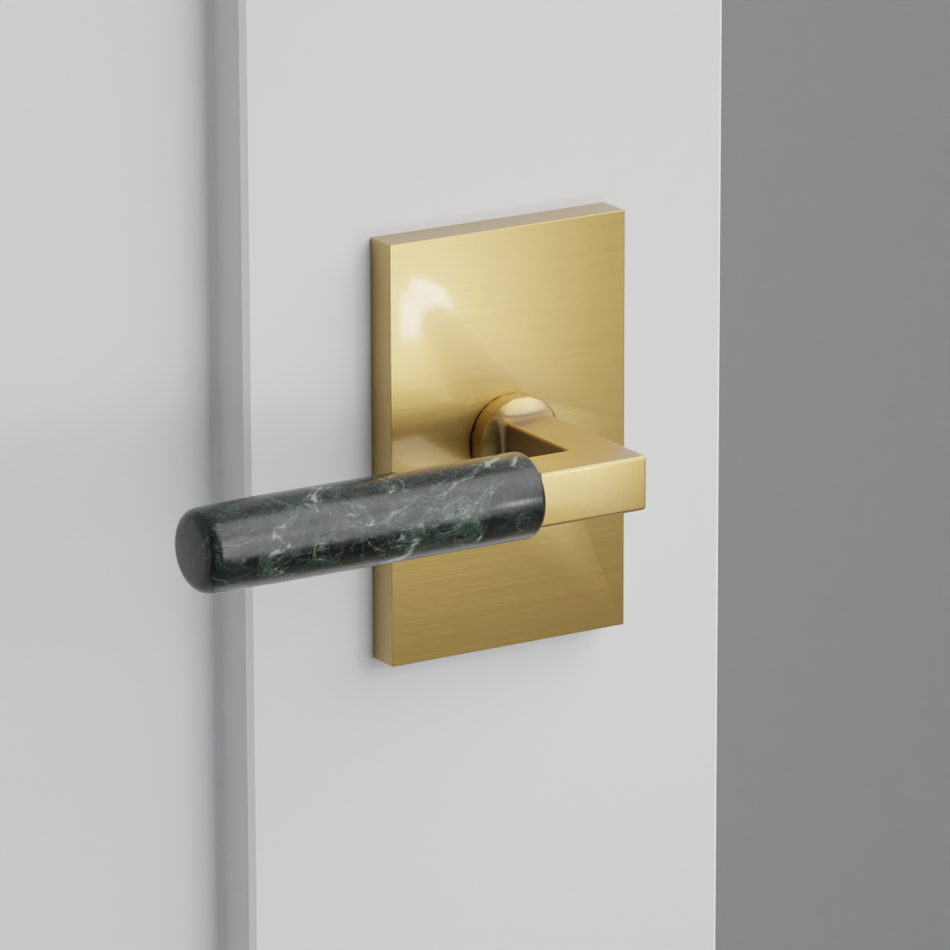 Emtek Green Marble Lever with Modern Rectangular Rosette