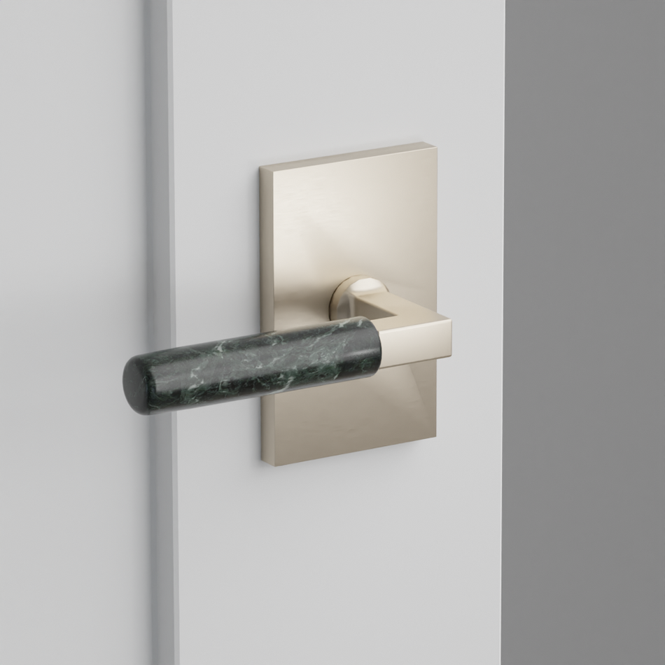 Emtek Green Marble Lever with Modern Rectangular Rosette