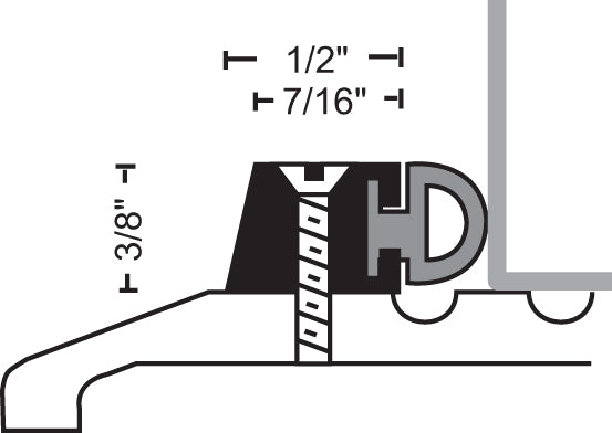 NGP 2V Stop Strip, 3/8" x 1/2" Thresholds & Gasketing