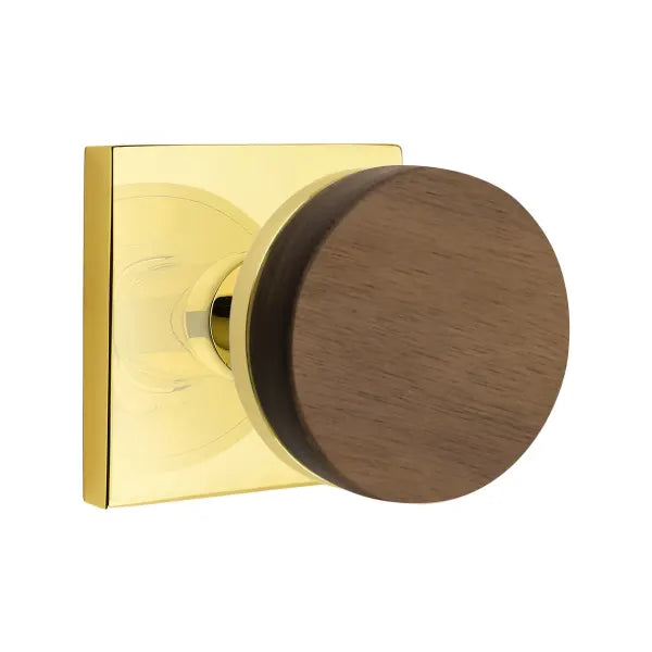 Emtek Conical Dark Walnut Knob with Square Rosette