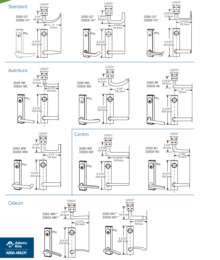 Adams Rite 3080 Entry Trim for Adams Rite Exit Device & Deadlatch – US ...