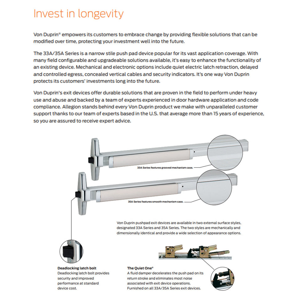 Von Duprin 33A-EO/35A-EO - Exit Only Rim Exit Device