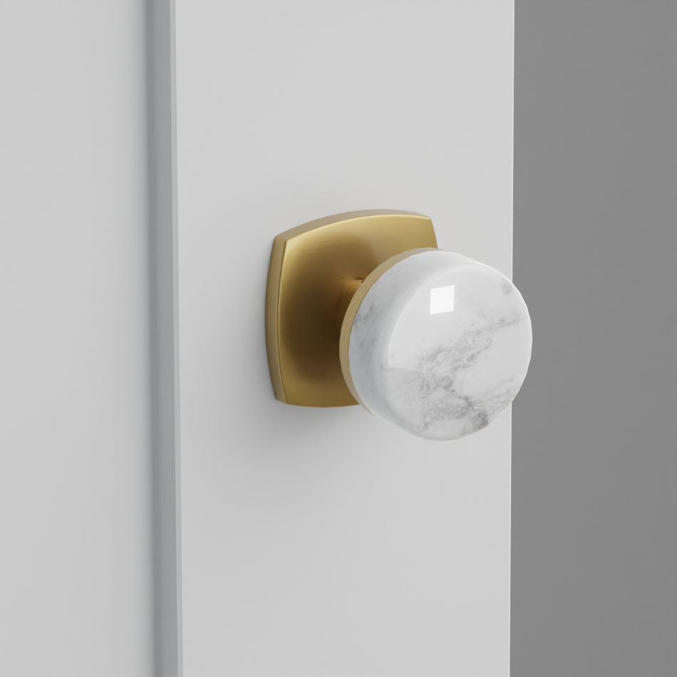 Emtek Conical White Marble Knob with Urban Modern Rosette