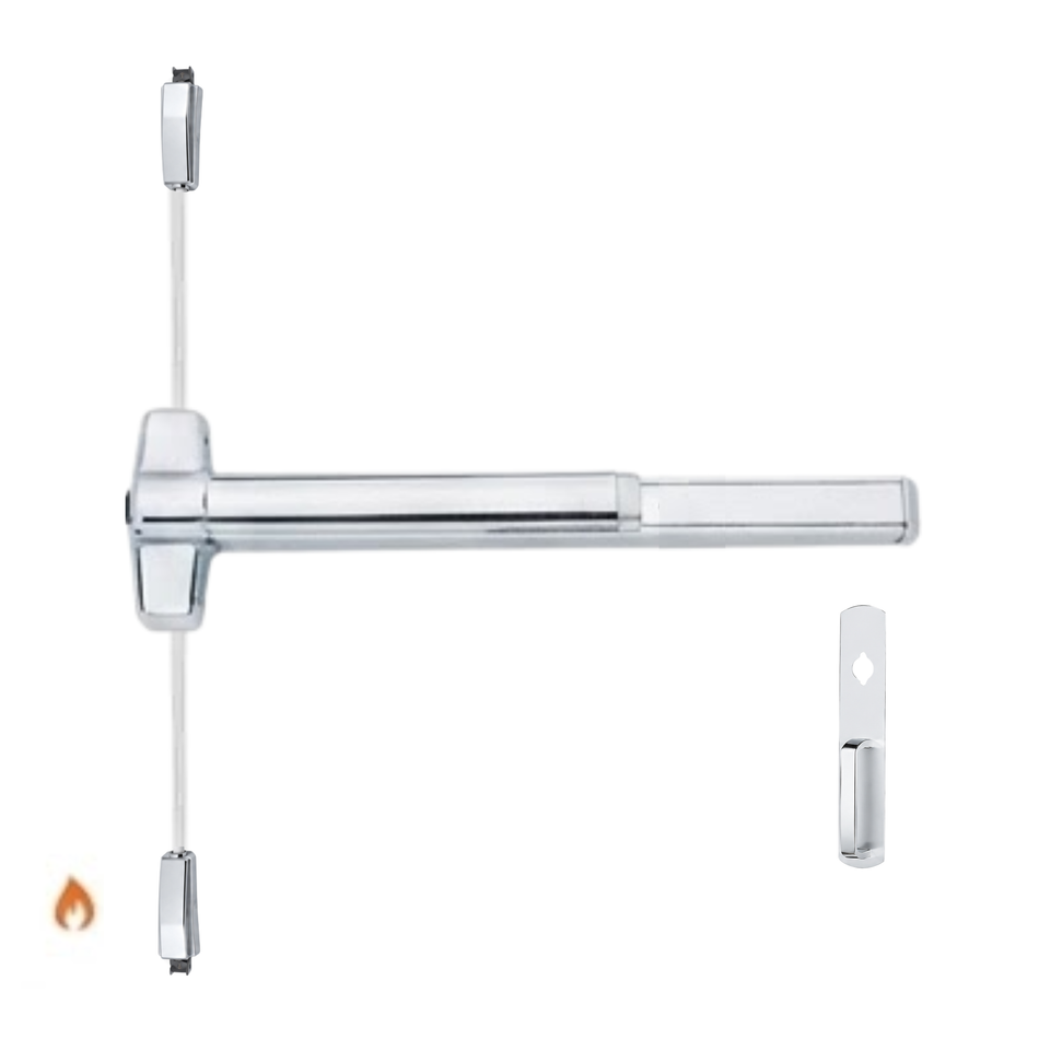Von Duprin 9827NL-F/9927NL-F - Night Latch Surface Vertical Rod Device - Fire Rated