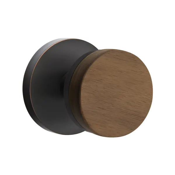 Emtek Conical Dark Walnut Knob with Disk Rosette