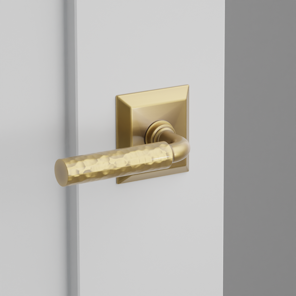 Emtek Hammered Lever with Quincy Rosette - R-Bar