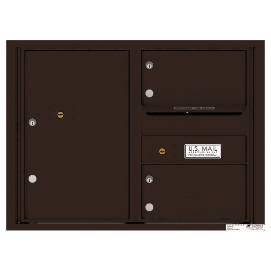 4C06D-02 - 2 Oversized Tenant Doors with 1 Parcel Locker and Outgoing Mail Compartment - 4C Wall Mount 6-High Mailboxes