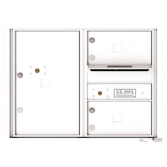 4C06D-02 - 2 Oversized Tenant Doors with 1 Parcel Locker and Outgoing Mail Compartment - 4C Wall Mount 6-High Mailboxes