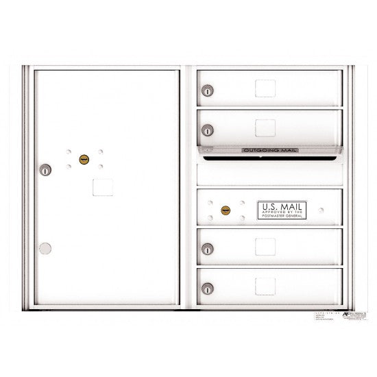 4C06D-04 - 4 Tenant Doors with 1 Parcel Locker and Outgoing Mail Compartment - 4C Wall Mount 6-High Mailboxes