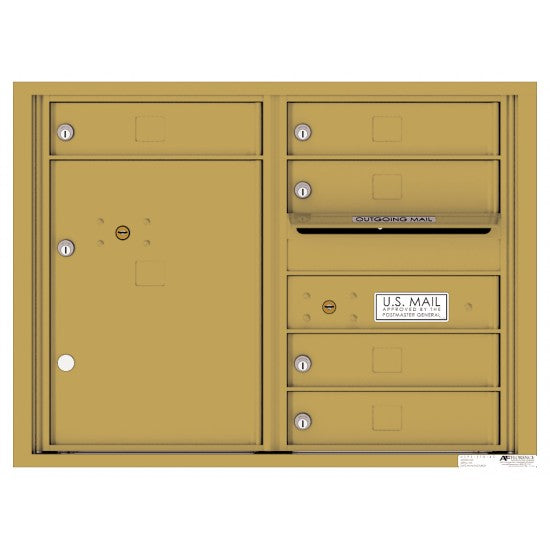 4C06D-05 - 5 Tenant Doors with 1 Parcel Locker and Outgoing Mail Compartment - 4C Wall Mount 6-High Mailboxes
