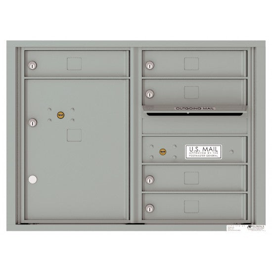 4C06D-05 - 5 Tenant Doors with 1 Parcel Locker and Outgoing Mail Compartment - 4C Wall Mount 6-High Mailboxes