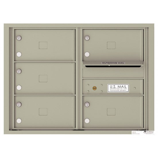 4C06D-05X - 5 Oversized Tenant Doors with Outgoing Mail Compartment - 4C Wall Mount 6-High Mailboxes