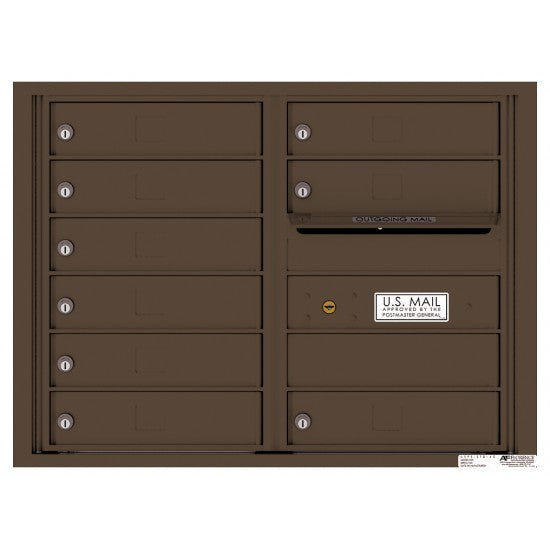 4C06D-09 - 9 Tenant Doors with Outgoing Mail Compartment - 4C Wall Mount 6-High Mailboxes