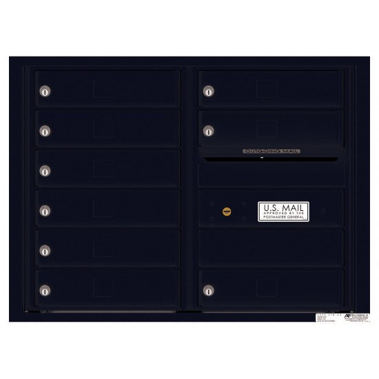 4C06D-09 - 9 Tenant Doors with Outgoing Mail Compartment - 4C Wall Mount 6-High Mailboxes