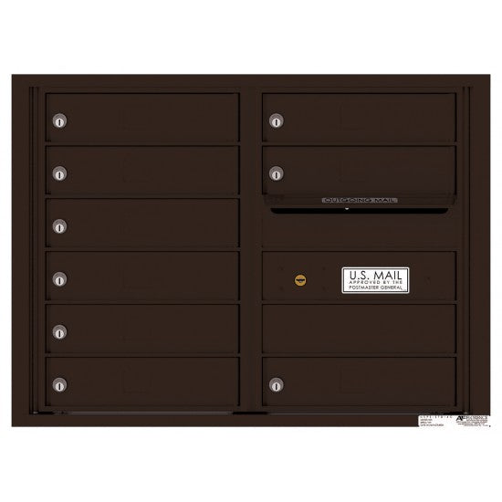 4C06D-09 - 9 Tenant Doors with Outgoing Mail Compartment - 4C Wall Mount 6-High Mailboxes