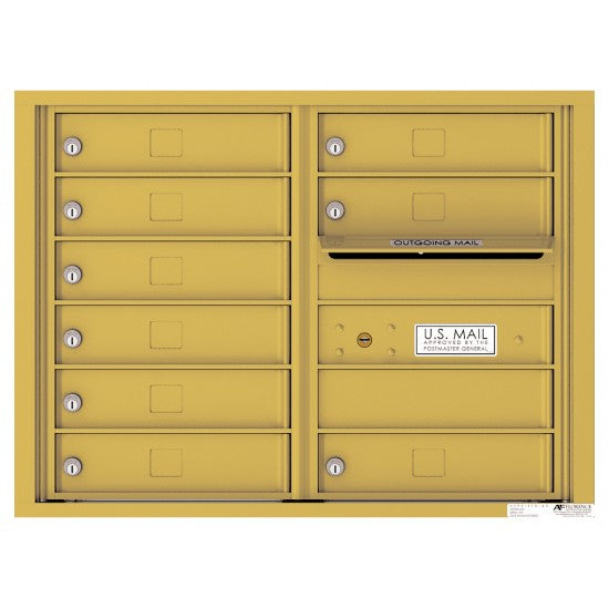 4C06D-09 - 9 Tenant Doors with Outgoing Mail Compartment - 4C Wall Mount 6-High Mailboxes