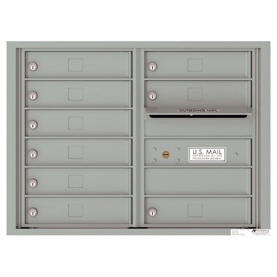 4C06D-09 - 9 Tenant Doors with Outgoing Mail Compartment - 4C Wall Mount 6-High Mailboxes