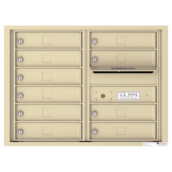 4C06D-10 - 10 Tenant Doors with Outgoing Mail Compartment - 4C Wall Mount 6-High Mailboxes USPS Approved