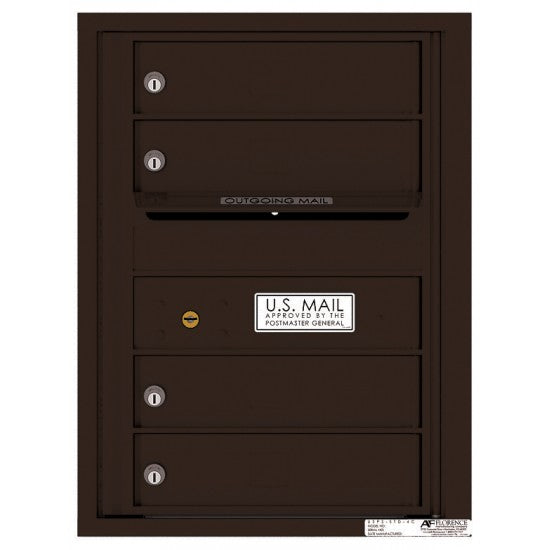4C06S-04 - 4 Tenant Doors with Outgoing Mail Compartment - 4C Wall Mount 6-High Mailboxes