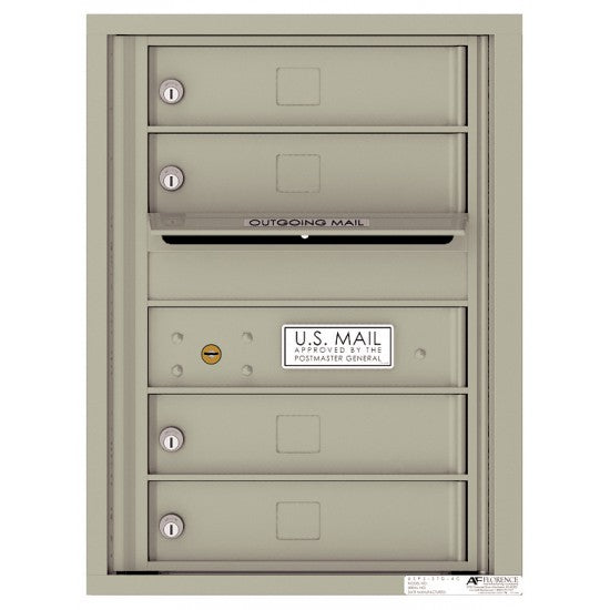 4C06S-04 - 4 Tenant Doors with Outgoing Mail Compartment - 4C Wall Mount 6-High Mailboxes