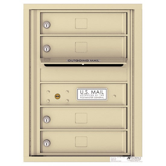 4C06S-04 - 4 Tenant Doors with Outgoing Mail Compartment - 4C Wall Mount 6-High Mailboxes