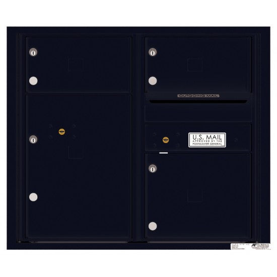 4C07D-03 - 3 Oversized Tenant Doors with 1 Parcel Locker and Outgoing Mail Compartment - 4C Wall Mount 7-High Mailboxes