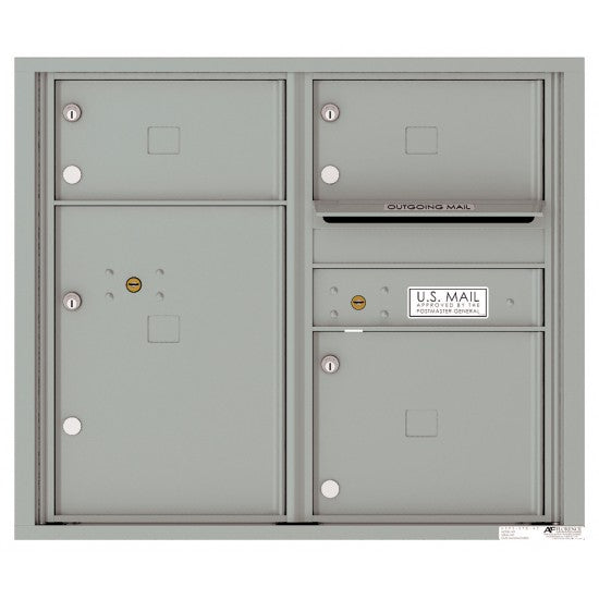 4C07D-03 - 3 Oversized Tenant Doors with 1 Parcel Locker and Outgoing Mail Compartment - 4C Wall Mount 7-High Mailboxes