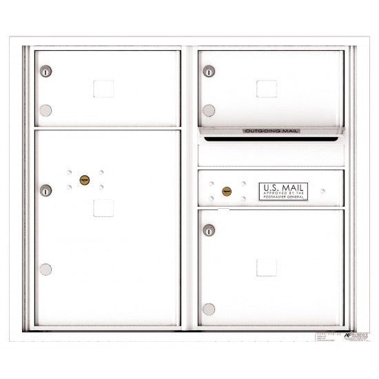 4C07D-03 - 3 Oversized Tenant Doors with 1 Parcel Locker and Outgoing Mail Compartment - 4C Wall Mount 7-High Mailboxes