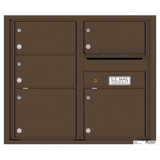 4C07D-05 - 5 Oversized Tenant Doors with Outgoing Mail Compartment - 4C Wall Mount 7-High Mailboxes