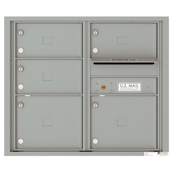 4C07D-05 - 5 Oversized Tenant Doors with Outgoing Mail Compartment - 4C Wall Mount 7-High Mailboxes
