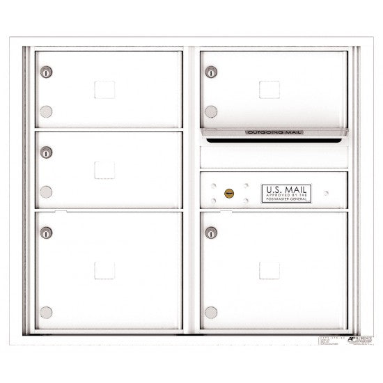 4C07D-05 - 5 Oversized Tenant Doors with Outgoing Mail Compartment - 4C Wall Mount 7-High Mailboxes