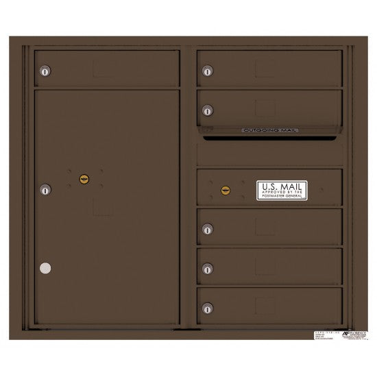 4C07D-06 - 6 Tenant Doors with 1 Parcel Locker and Outgoing Mail Compartment - 4C Wall Mount 7-High Mailboxes
