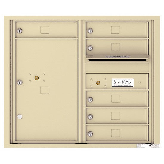 4C07D-06 - 6 Tenant Doors with 1 Parcel Locker and Outgoing Mail Compartment - 4C Wall Mount 7-High Mailboxes