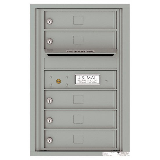 4C07S-05 - 5 Tenant Doors with Outgoing Mail Compartment - 4C Wall Mount 7-High Mailboxes