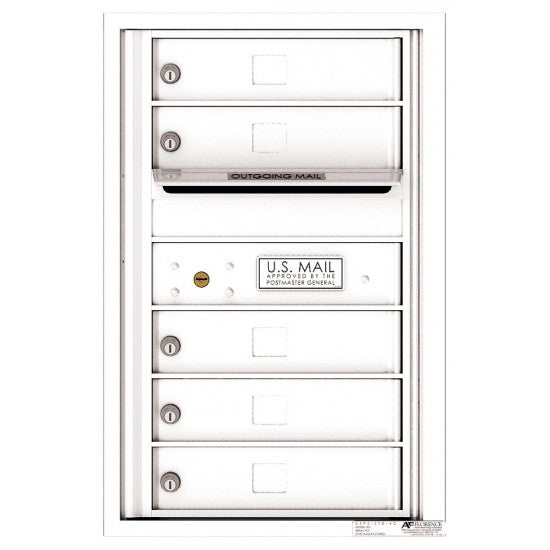4C07S-05 - 5 Tenant Doors with Outgoing Mail Compartment - 4C Wall Mount 7-High Mailboxes