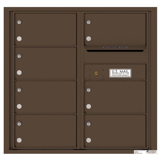 4C08D-07 - 7 Oversized Tenant Doors with Outgoing Mail Compartment - 4C Wall Mount 8-High Mailboxes