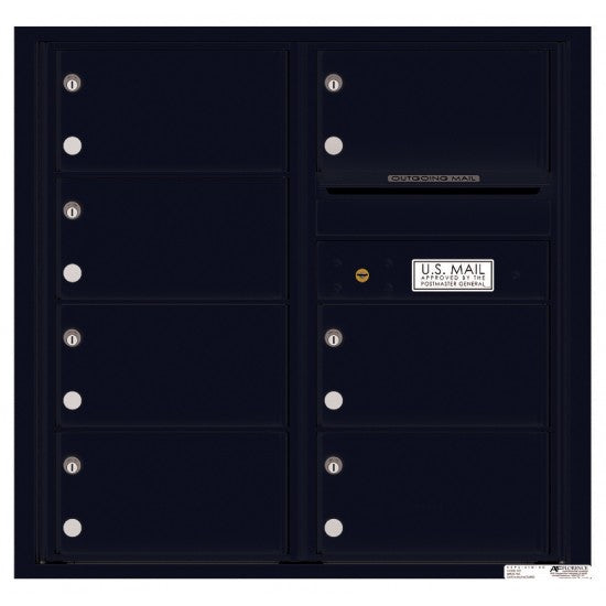 4C08D-07 - 7 Oversized Tenant Doors with Outgoing Mail Compartment - 4C Wall Mount 8-High Mailboxes