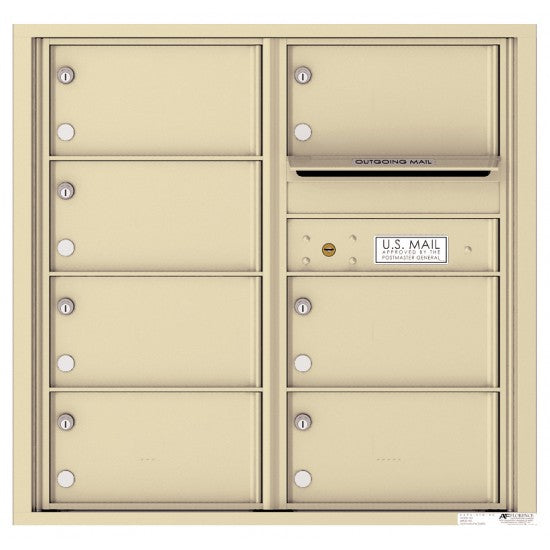 4C08D-07 - 7 Oversized Tenant Doors with Outgoing Mail Compartment - 4C Wall Mount 8-High Mailboxes