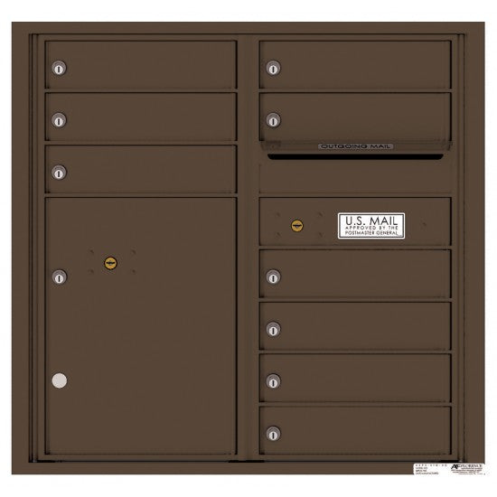 4C08D-09 - 9 Tenant Doors with 1 Parcel Locker and Outgoing Mail Compartment - 4C Wall Mount 8-High Mailboxes